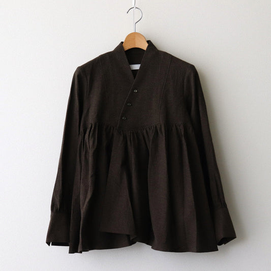 私の夜 Funnel neck blouse #dark brown [TLF-125-sh007-cla]