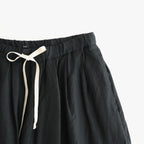 フレンチリネン/東炊きストライプ ギャザータックPT #001 クロ [TS260PT074]