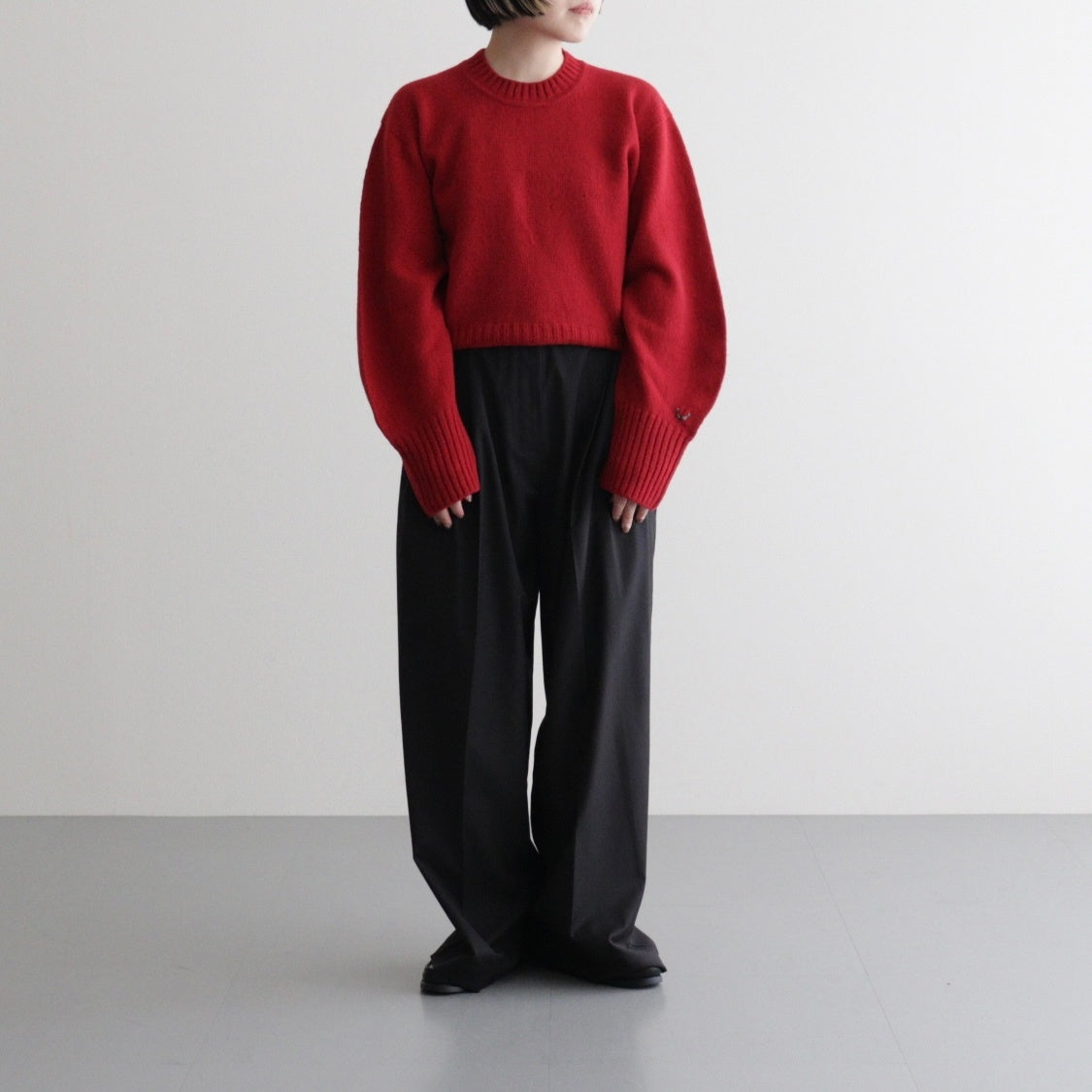 fine lambs wool crew-neck P/O #red [WVFL-UW117]