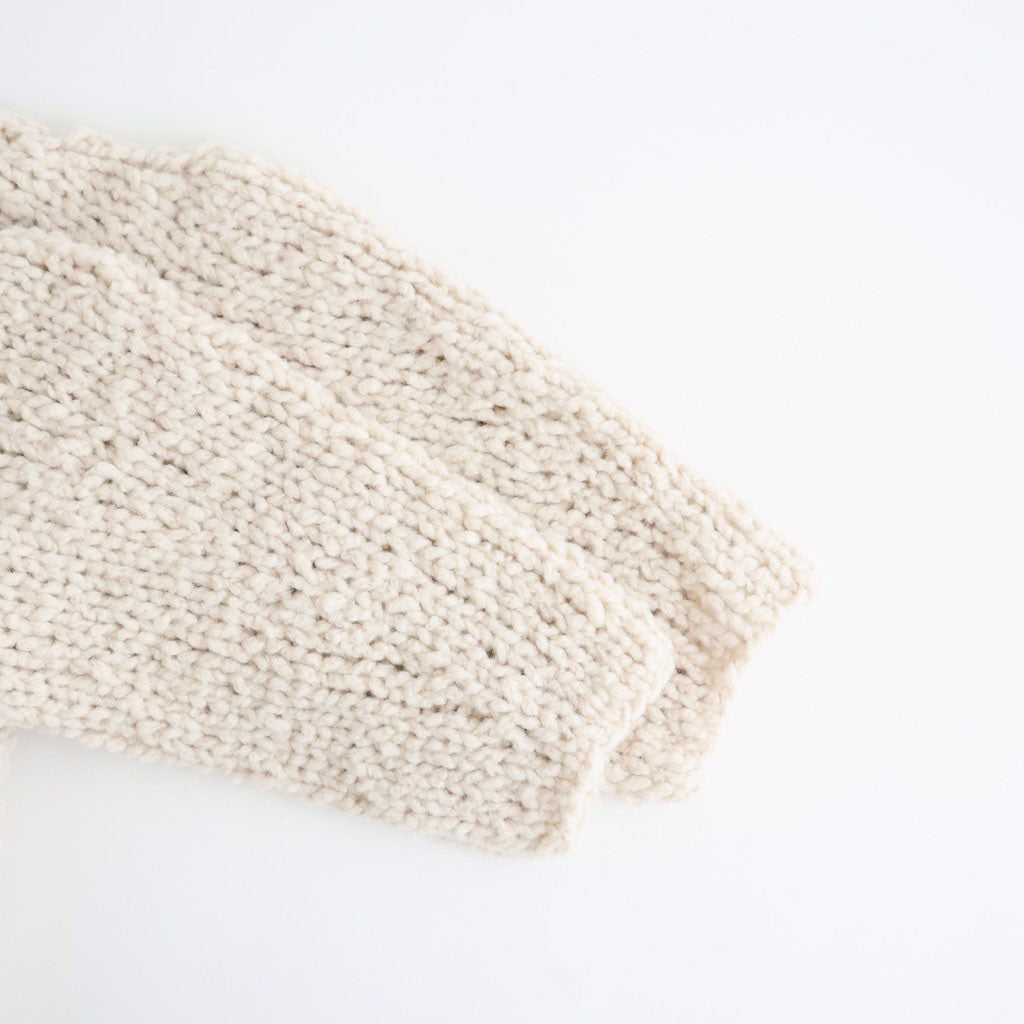 british super down slub felt yarn hand-knit cardigan #ecru [WXFL-UW127]
