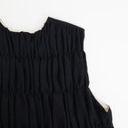 COTTON WOOL SHIRRING VEST #Black [no.7701]