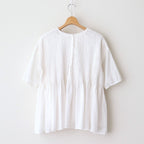 80s ORGANIC DOBIE CHECK(OVERDYE) CREW-NECK P/O HALF/SL SHIRT WITH PINTUCK #9170 MINRAL WHITE [NMDS25251D]