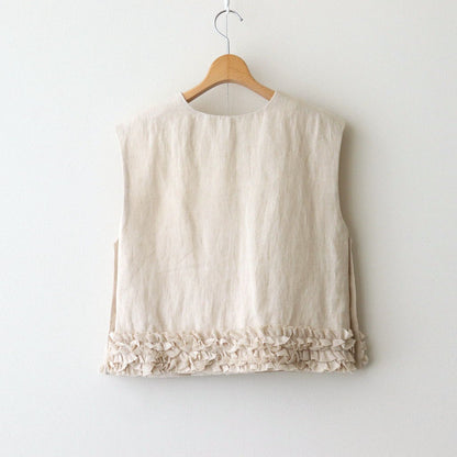 FRILL DECOLATION BUTTON BIB #Antique White [no.7316]