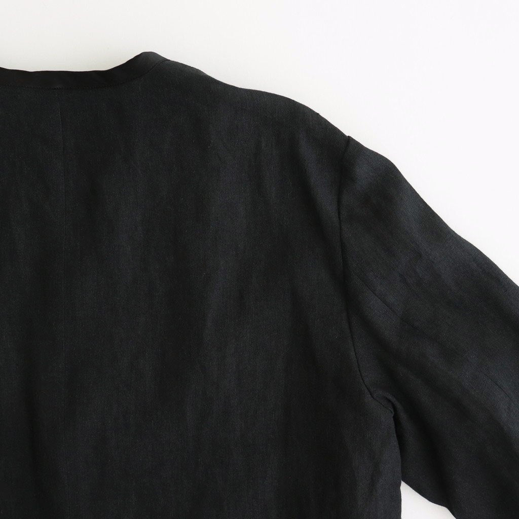 DENSELY LINEN TRIMING BOLERO #Black [no.7311]