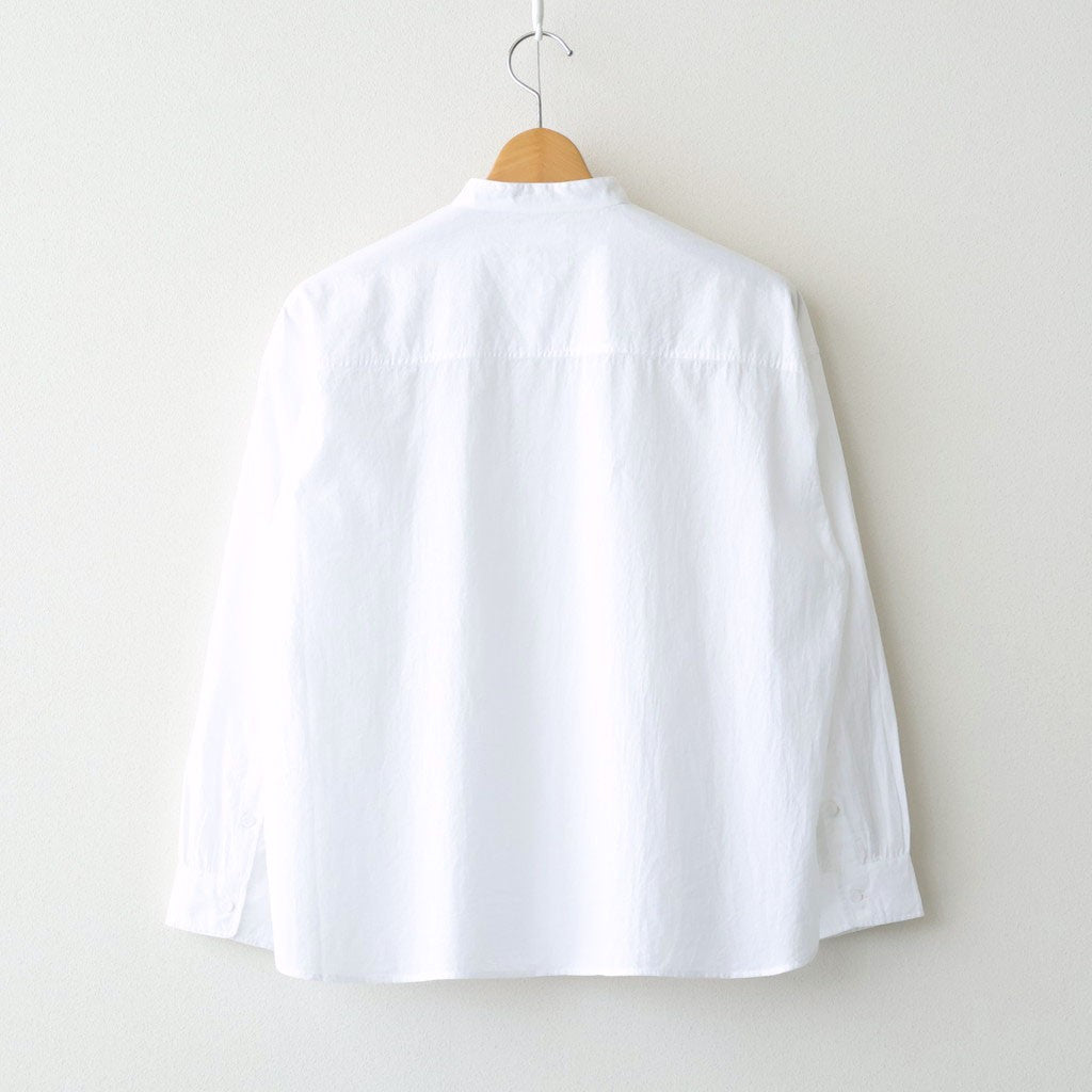 60s ORGANIC CAMBRIC WITH EMB BANDED COLLAR EMB SHIRT #9000 WHITE [NMDS26221]