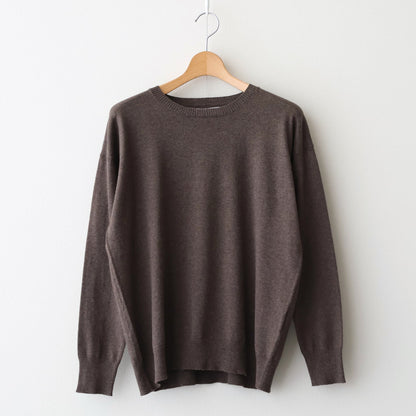 14GG 2PLY PLAIN STITCH COTTON/WOOL/CASHMER CREW-NECK PULLOVER #8600 BROWN [GNSL24542]