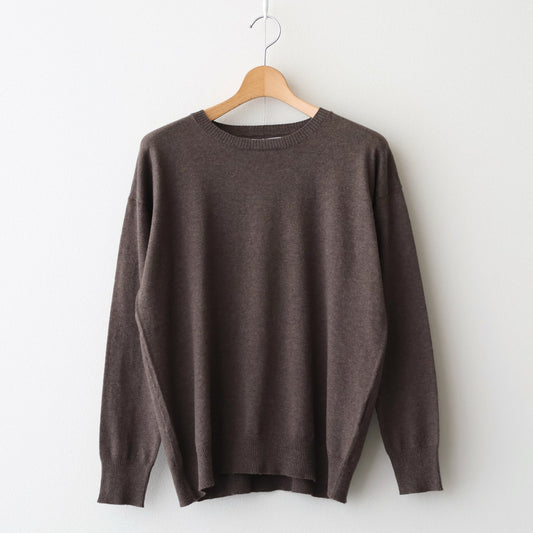 14GG 2PLY PLAIN STITCH COTTON/WOOL/CASHMER CREW-NECK PULLOVER #8600 BROWN [GNSL24542]
