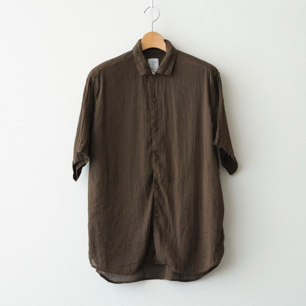 AUTO LOOM LINEN/COTTON PLAIN OVERDYE OPEN COLLAR S/SL SHIRTS #8960 C.BROWN [IMDSH2612LCD]