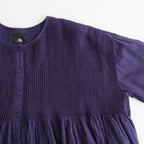 80s ORGANIC MICRO CHECK OVERDYE CREW-NECK BUTTON SHIRT WITH MINI PINTUCK #2813 PURPLE (D.PURPLE) [NMDS26233D]