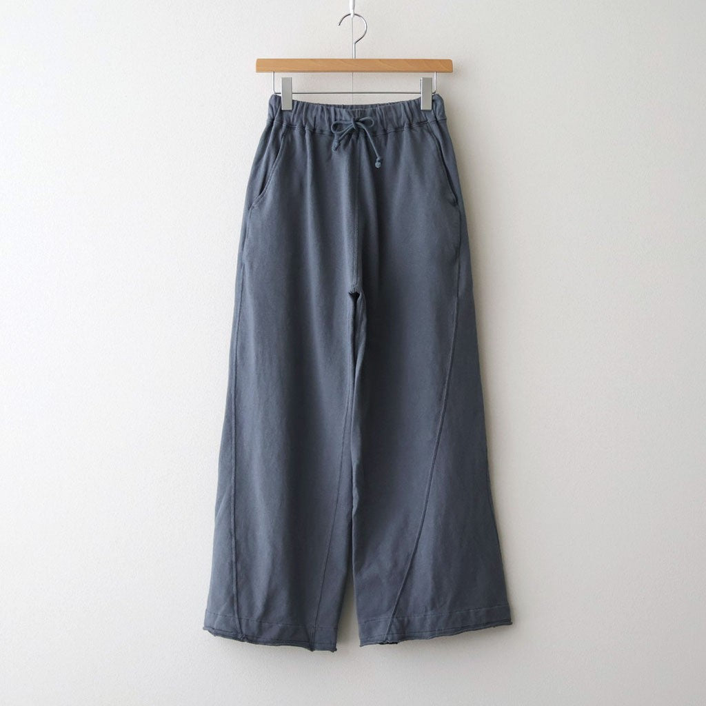 cotton open-end yarn terry wide sweat pants #steel blue [WXSP-UW120]