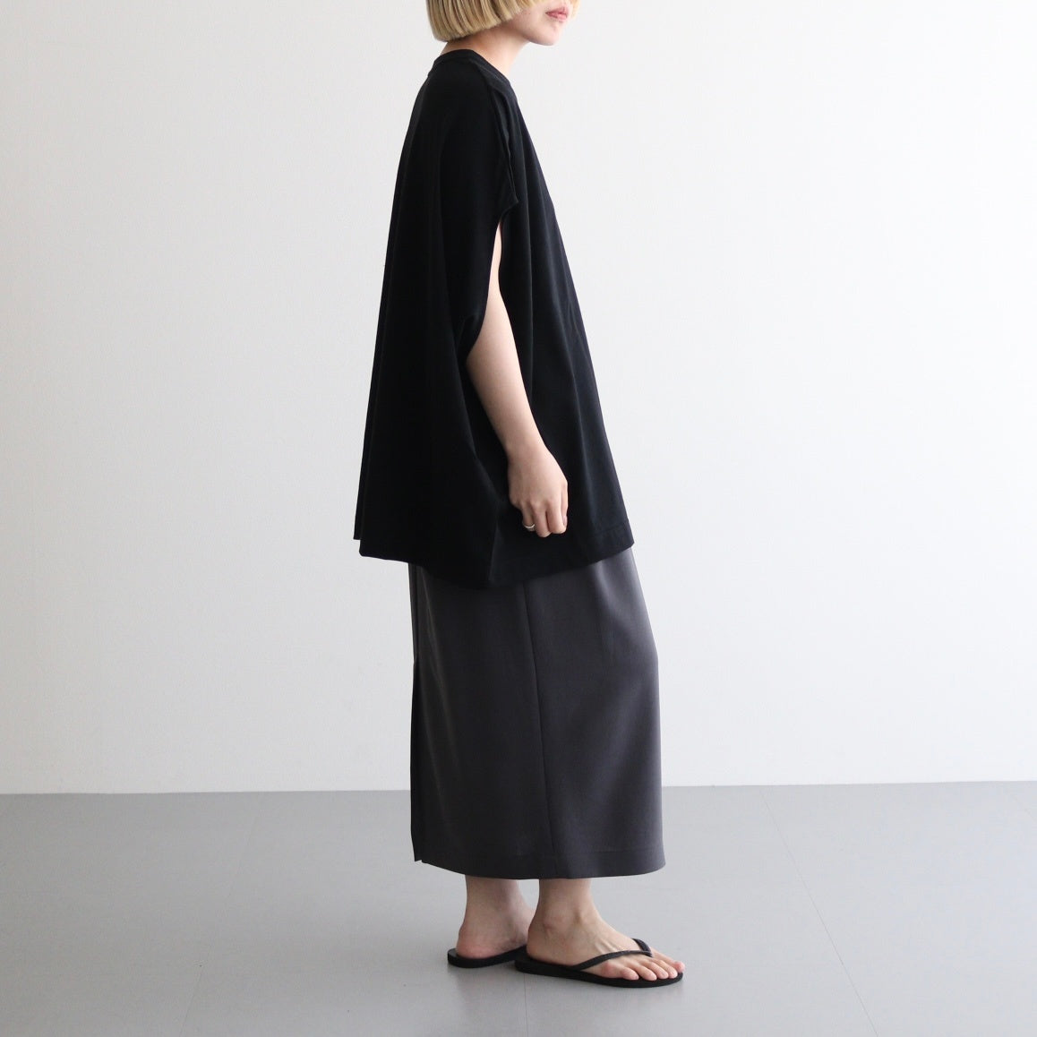 Cowl sleeve top #Black [TLF-225-cs003-ocj]