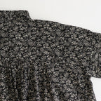 COTTON SLUB SMALL FLOWER PRINT FRILL COLLAR SHIRT WITH GATHER #9982 BLK (BLACK x BEIGE PRINT) [NSL25571]