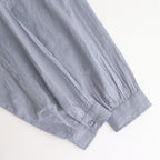 80s COTTON VOILE PLAIN BANDED COLLAR GATHER SHIRT #3300 SAX BLUE [NSL25041]