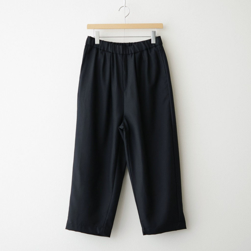 WOOL SERGE 2TUCK TAPERED EASY PANTS #9900 BLACK [GNMDS2501WS]