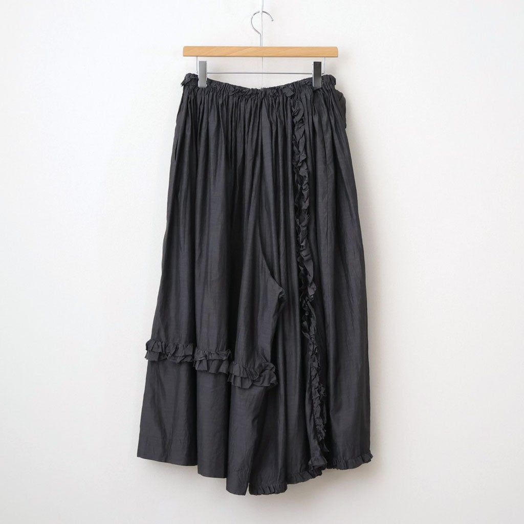 葉影のリズム： Frill gathered pants #earth charcoal [11261-02213]