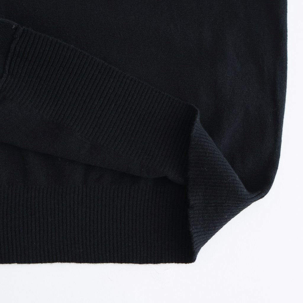 14GG 2PLY PLAIN STITCH COTTON/WOOL/CASHMERE V-NECK CARDIGAN #9900 BLACK [GNSL25531]