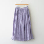 HANDWOVEN COTTON/SILK SMALL GINGHAM CHECK GATHERED SKIRT #2891 PURPLE(OFF.WHITE×PURPLE) [INMDS26026]