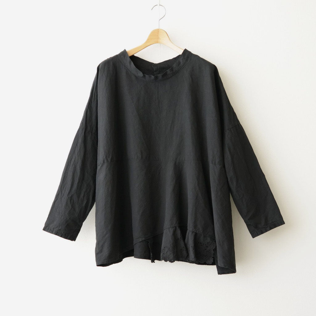 乾いた庭：ヘムレースオーバーシャツ #black [13261-05207]