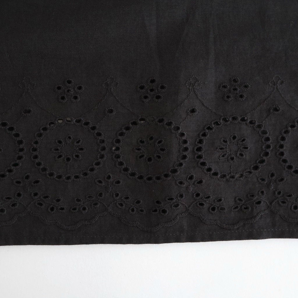 80s VOILE PLAIN WITH CUT WORK LACE CREW NECK PULLOVER DRESS #9900 BLACK [INSL26343]