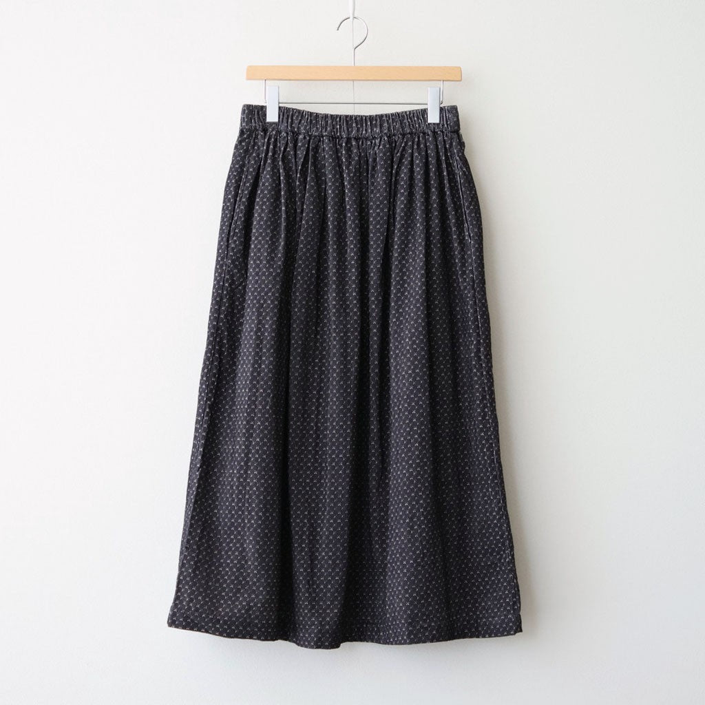MINI CORDUROY CROSSHATCH PRINT GATHERED SKIRT #3991 NVY (NAVY/IVORY) [NSL26585]