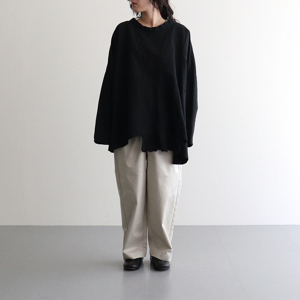 乾いた庭：ヘムレースオーバーシャツ #black [13261-05207]