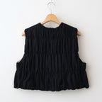COTTON WOOL SHIRRING VEST #Black [no.7701]