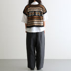 40s FRENCH LINEN DYED CANVAS 2TUCK TAPERED EASY PANTS #9800 CHARCOAL [GNMDS2501FL]