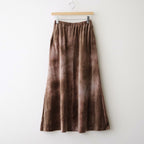 tie-dyed cotton velour flared skirt #cocoa brown × gray [WXFL-UW117]