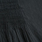 60s AUTOLOOM LINEN/COTTON PLAIN OVERDYE BACK OPENING CREW-NECK SHIRTS DRESS WITH MINI PINTUCK #9900 BLACK [INMDS26011D]