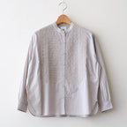 60s ORGANIC CAMBRIC WITH EMB BANDED COLLAR EMB SHIRT #9200 LT GREY [NMDS26221]