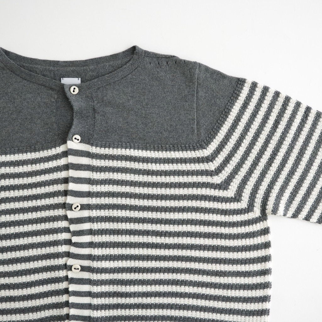 Stripe Cardigan #Grey x Ecru [Oni067]