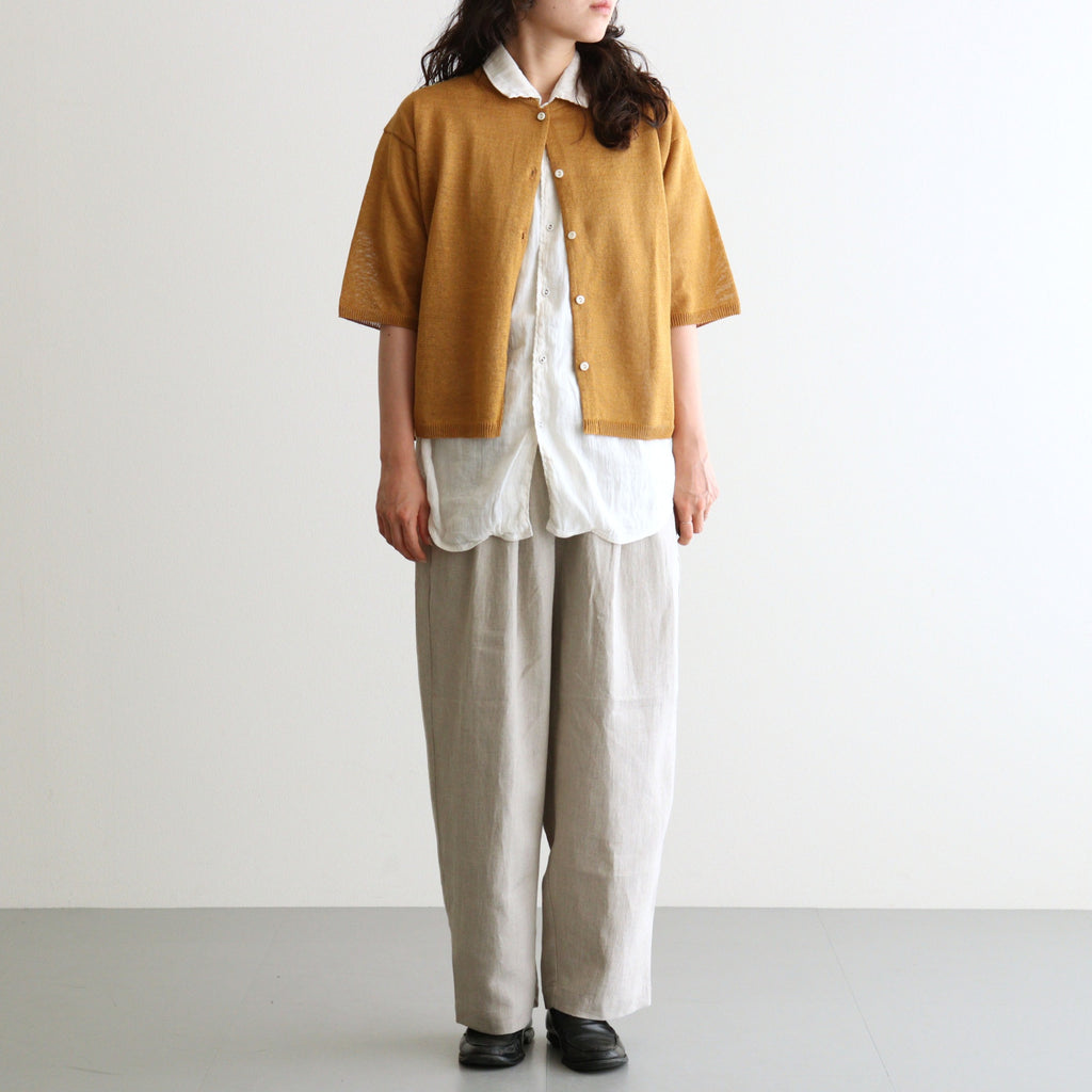 40s FRENCH LINEN DYED CANVAS 2TUCK TAPERED EASY PANTS #8200 LINEN [GNMDS2501FL]