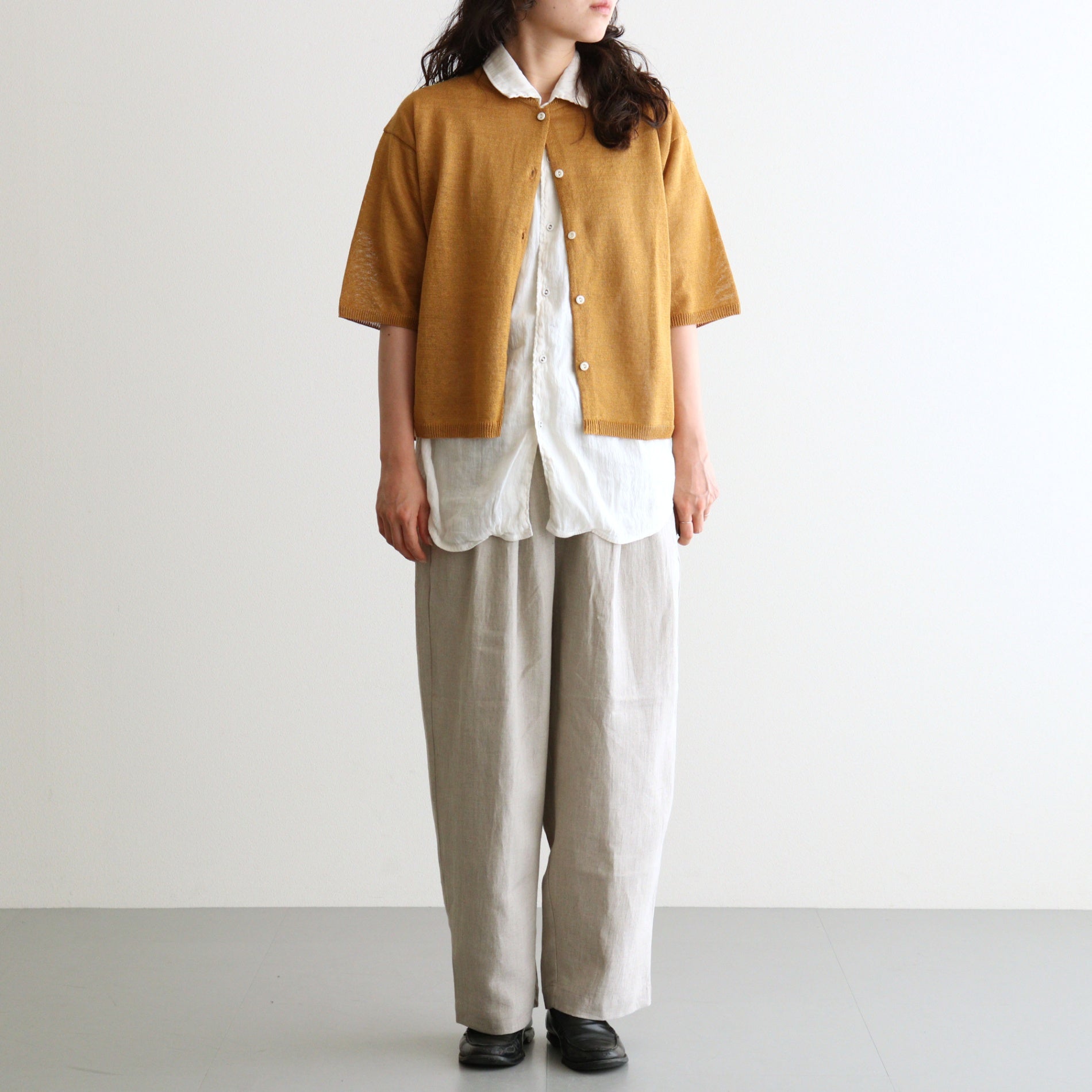 40s FRENCH LINEN DYED CANVAS 2TUCK TAPERED EASY PANTS #8200 LINEN [GNMDS2501FL]