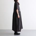 80s VOILE PLAIN WITH CUT WORK LACE CREW NECK PULLOVER DRESS #9900 BLACK [INSL26343]