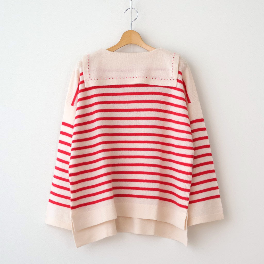 Basque pullover (sailor neck) #ivory×red [mdm02-05]
