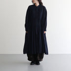 80s ORGANIC VOILE STRIPE (OVERDYE) BANDED SHIRT DRESS WITH MINI PINTUCK #3960 MARINE [NMDS26514D]
