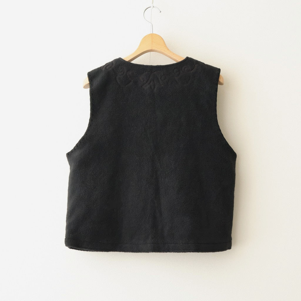 幻の花 Embroidery vest #black [TLF-126-ve003-nc]
