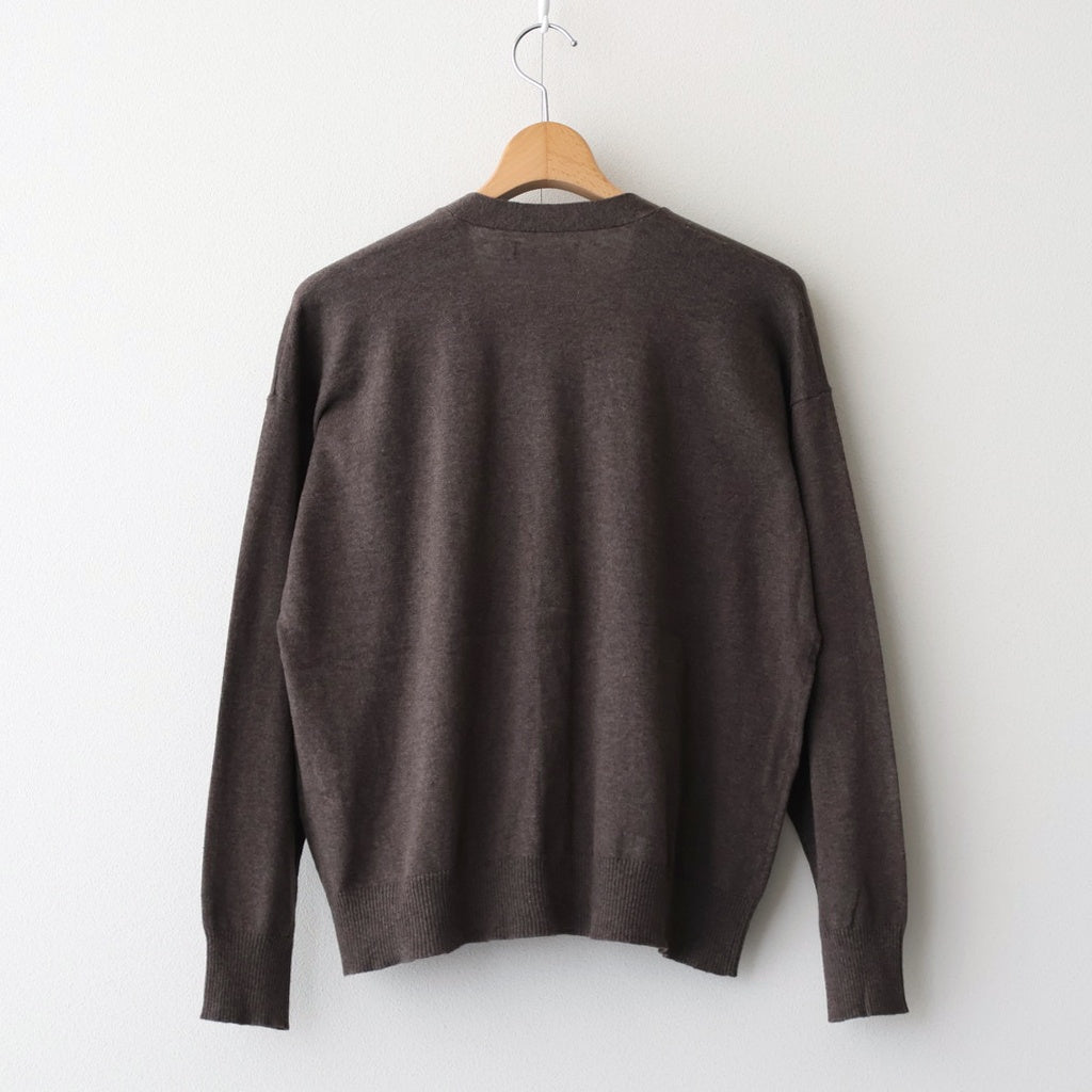 14GG 2PLY PLAIN STITCH COTTON/WOOL/CASHMERE V-NECK CARDIGAN #8600 BROWN [GNSL25531]