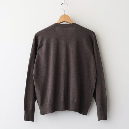 14GG 2PLY PLAIN STITCH COTTON/WOOL/CASHMERE V-NECK CARDIGAN #8600 BROWN [GNSL25531]