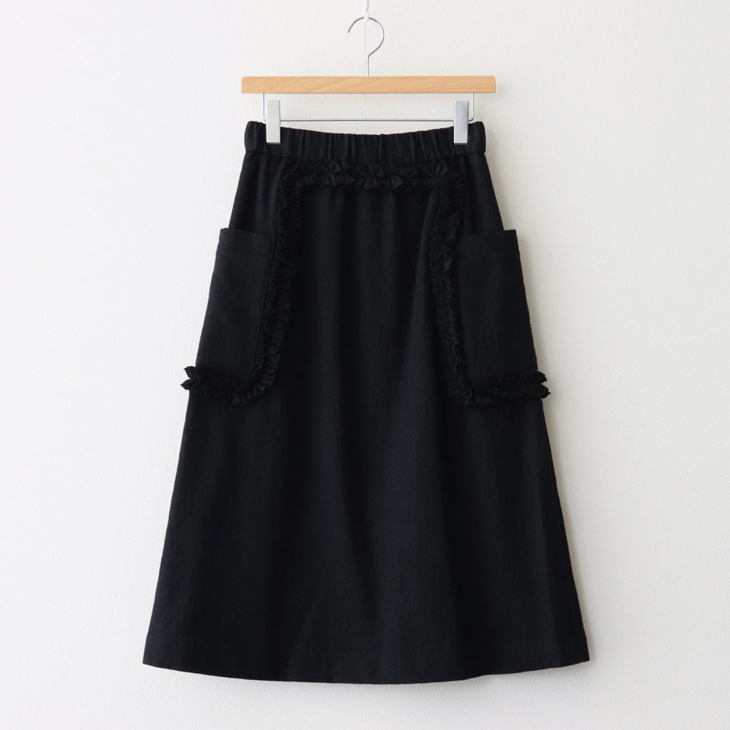 FRILL DECORATION SKIRT #Black × Black [no.7130]