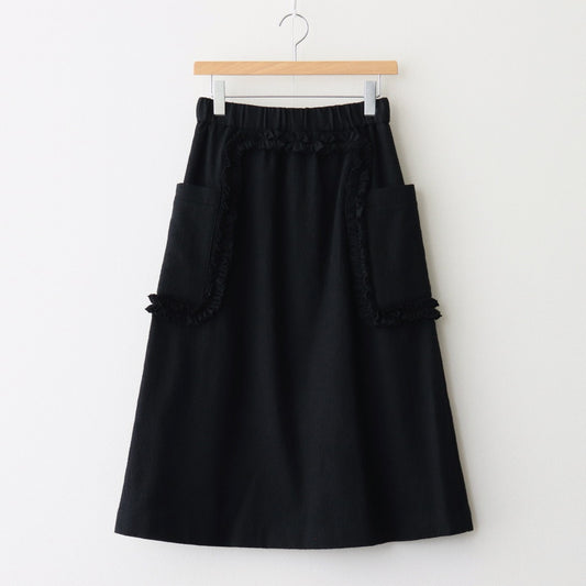 FRILL DECORATION SKIRT #Black × Black [no.7130]