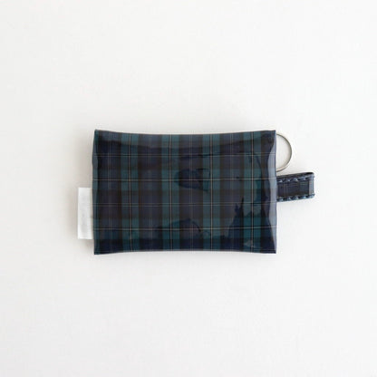 FLAT POUCH MINI #CHECK NAVY [TMB-2352A]