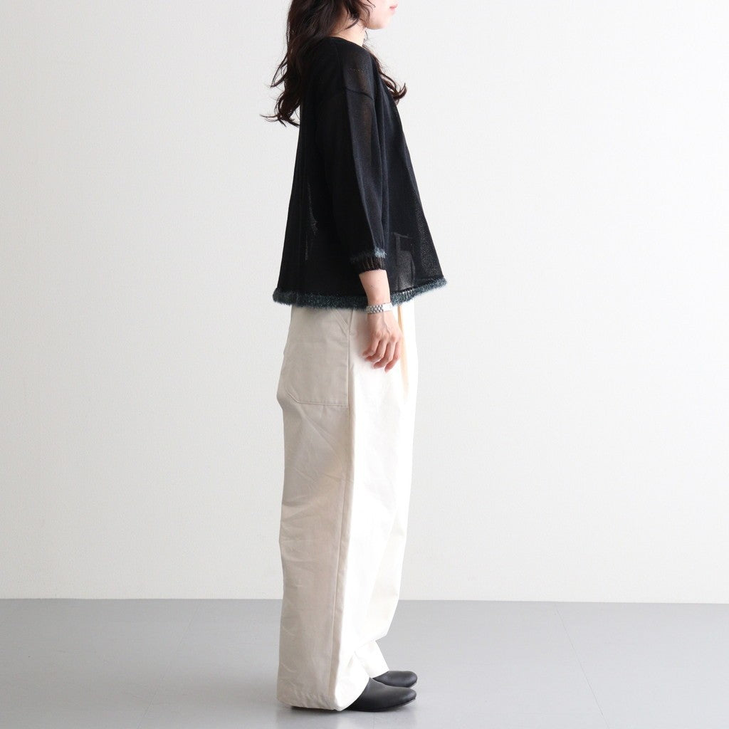 鏡の森：Gathered sleeves sweater #black×dark aqua [11263-11407]