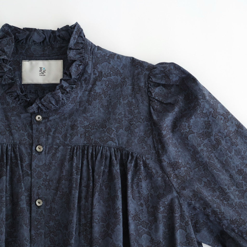 霞の空：Frilled collar blouse #dark flower [13251-10107]