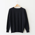 14GG 2PLY PLAIN STITCH COTTON/WOOL/CASHMER CREW-NECK PULLOVER #9900 BLACK [GNSL24542]