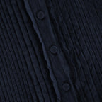 80s ORGANIC VOILE STRIPE (OVERDYE) CREW-NECK 3/4 SL SHIRT WITH MINI PINTUCK #3960 MARINE [NMDS26511D]