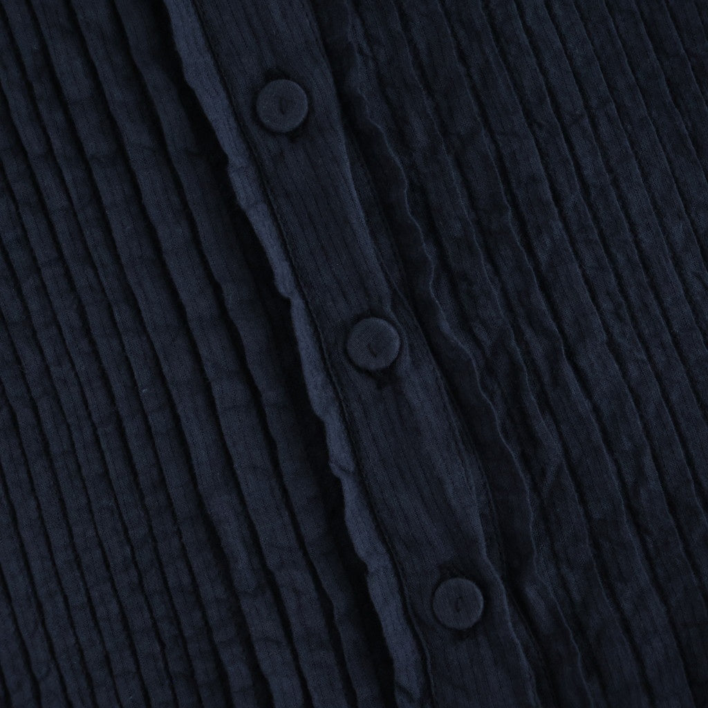 80s ORGANIC VOILE STRIPE (OVERDYE) CREW-NECK 3/4 SL SHIRT WITH MINI PINTUCK #3960 MARINE [NMDS26511D]
