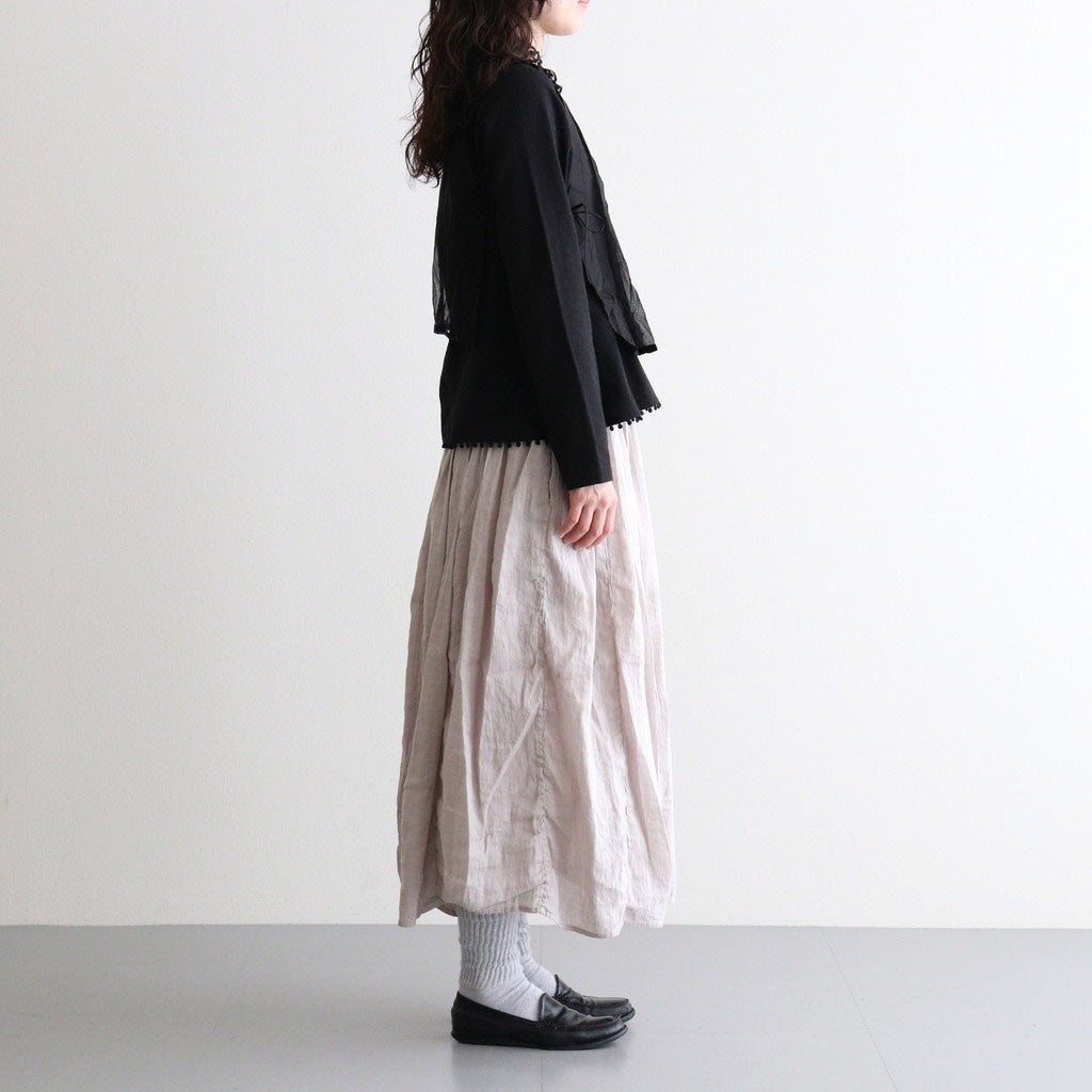 60s AUTOLOOM LINEN/COTTON PLAIN OVERDYE GATHERED SKIRT #940D D.GREY [INMDS26012D]