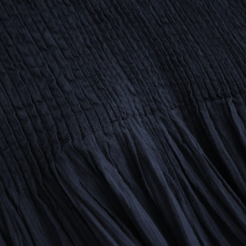 80s ORGANIC VOILE STRIPE (OVERDYE) BANDED SHIRT DRESS WITH MINI PINTUCK #3960 MARINE [NMDS26514D]