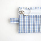 FLAT POUCH MINI #CHECK LT-BLUE [TMB-2352A]